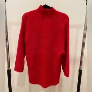 New Look Red Fuzzy Mock Turtleneck Sweater